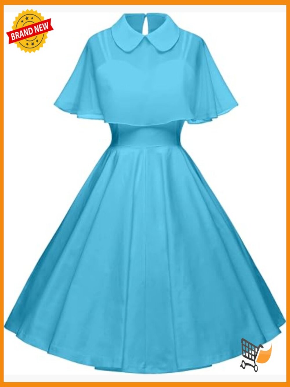 1950s Two-Piece Cloak Cocktail Dress with Swing Skirt